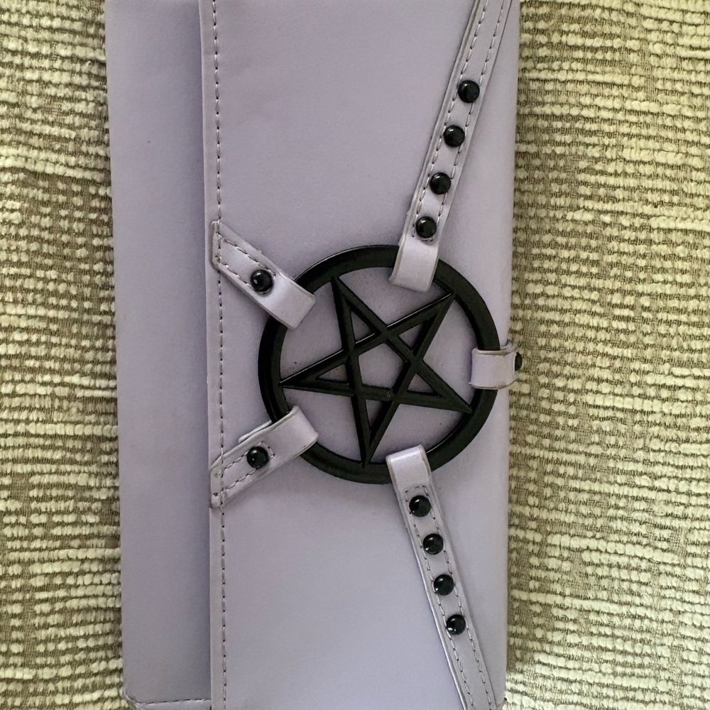 Lavender Women’s Clutch with Black Pentagram Accent
